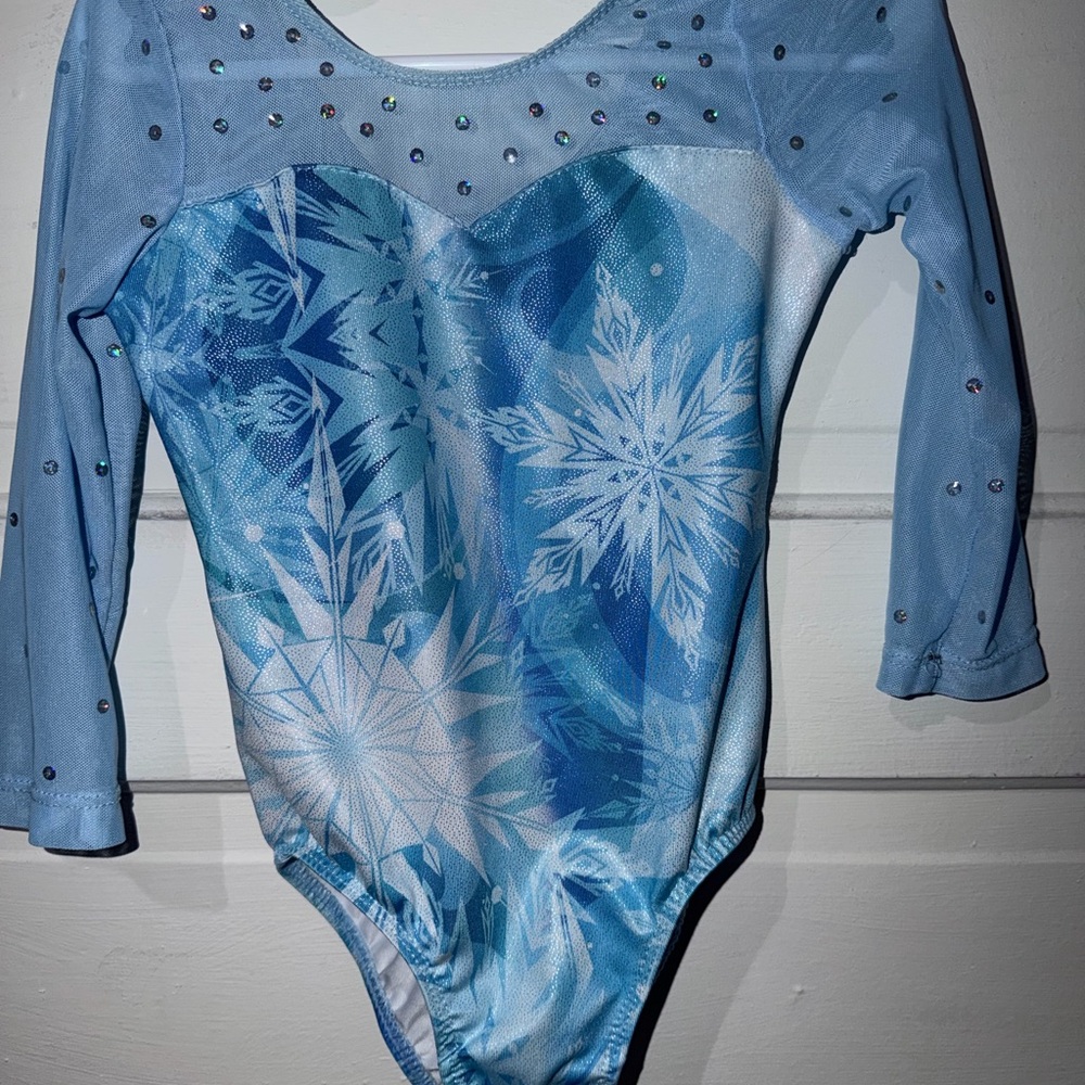 Blue Snowflake Leotard with Sequins